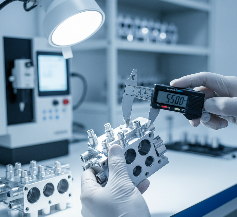 Services Close-up of hands inspecting high-precision automotive components, representing SGI Auto’s expertise, quality, and reliability.