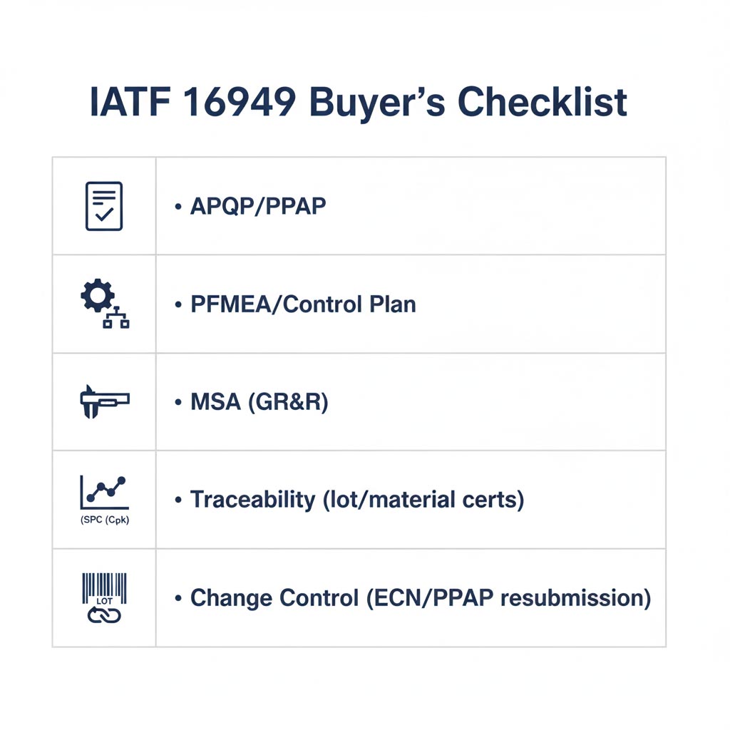 IATF 16949 buyer’s checklist infographic
