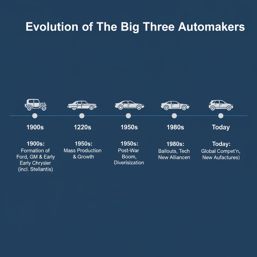 Evolution timeline of the Big Three automakers
