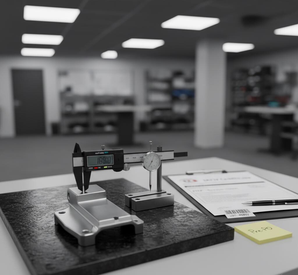 Automotive quality bench with gauges and PPAP documents - hero