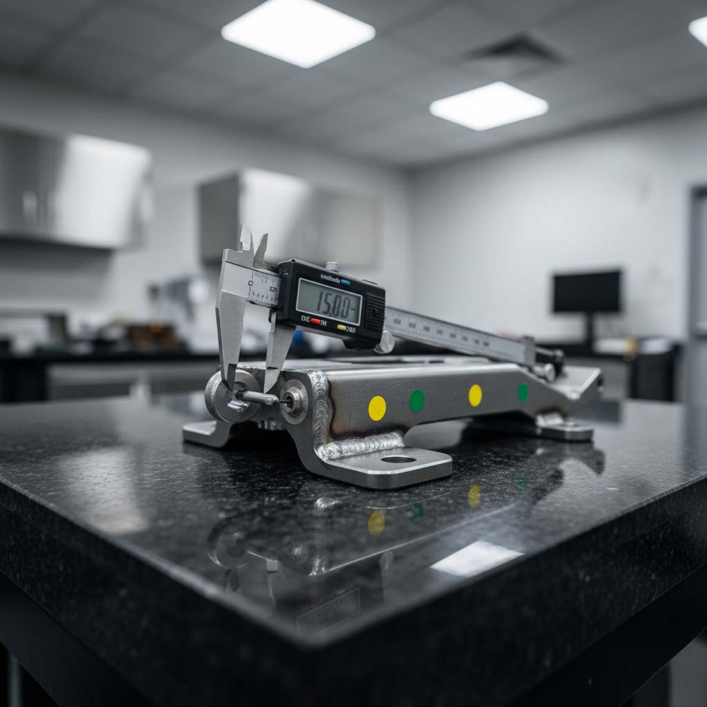 Welded bracket inspection with gauges